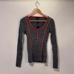 Rag & Bone Gray With Orange Detail Sweater